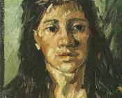 文森特 威廉 梵高 : 一个头发蓬松的女人头像